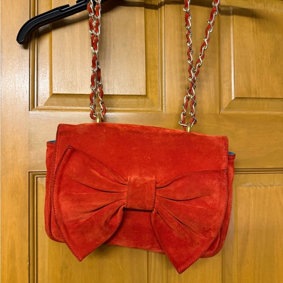 mel boteri Handbags - Chic Red Bow suede Women's Shoulder Bag